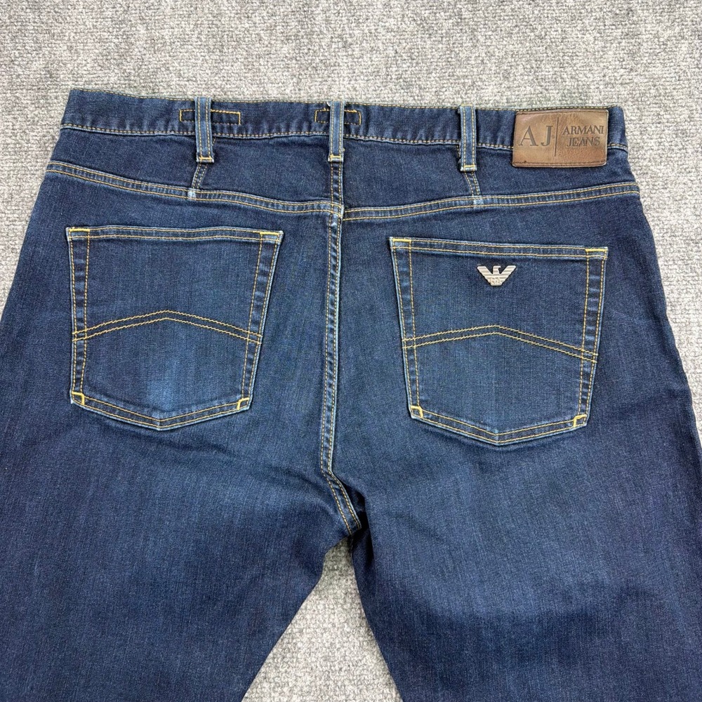 Armani Jeans Mens 38 (Fits 37x28.5) Blue J31 Regular Straight Leg Eagle - Picture 4 of 16